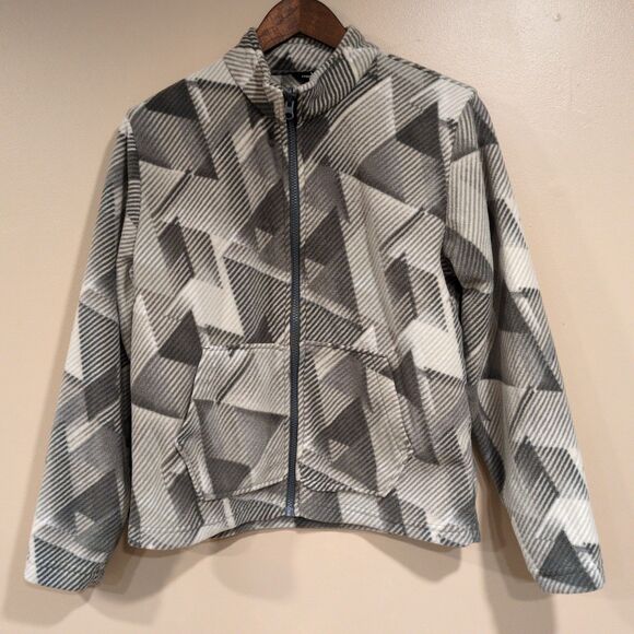 Eddie Bauer Kids Lone Peak Gray White Fleece Jacket Boys Large 14/16 Geometric - Picture 2 of 9